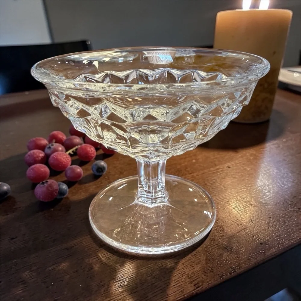 Vintage Fostoria American Clear Glass Low Sherbet Dessert Bowl